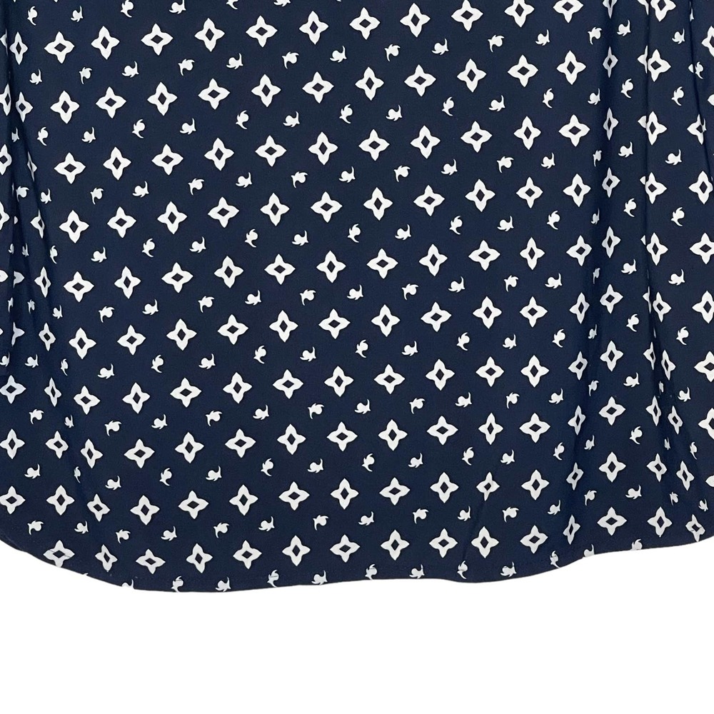 Lauren Ralph Lauren Petite Geo Keyhole Top 3/4 Sleeve Side Slit Hem Women Medium - Picture 4 of 8